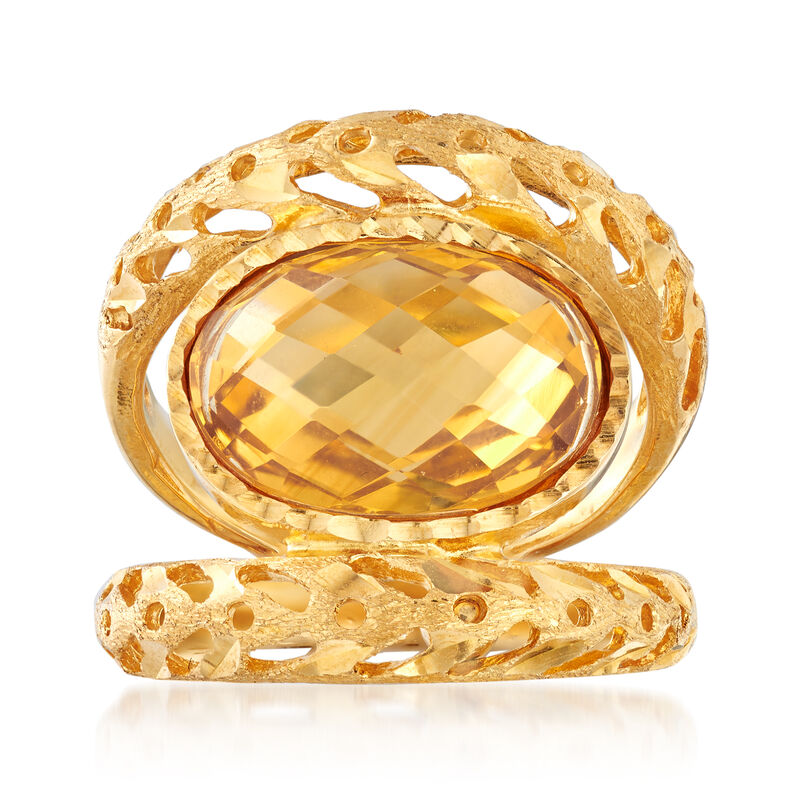 Italian 4.50 Carat Citrine Ring in 18kt Gold Over Sterling image number 0