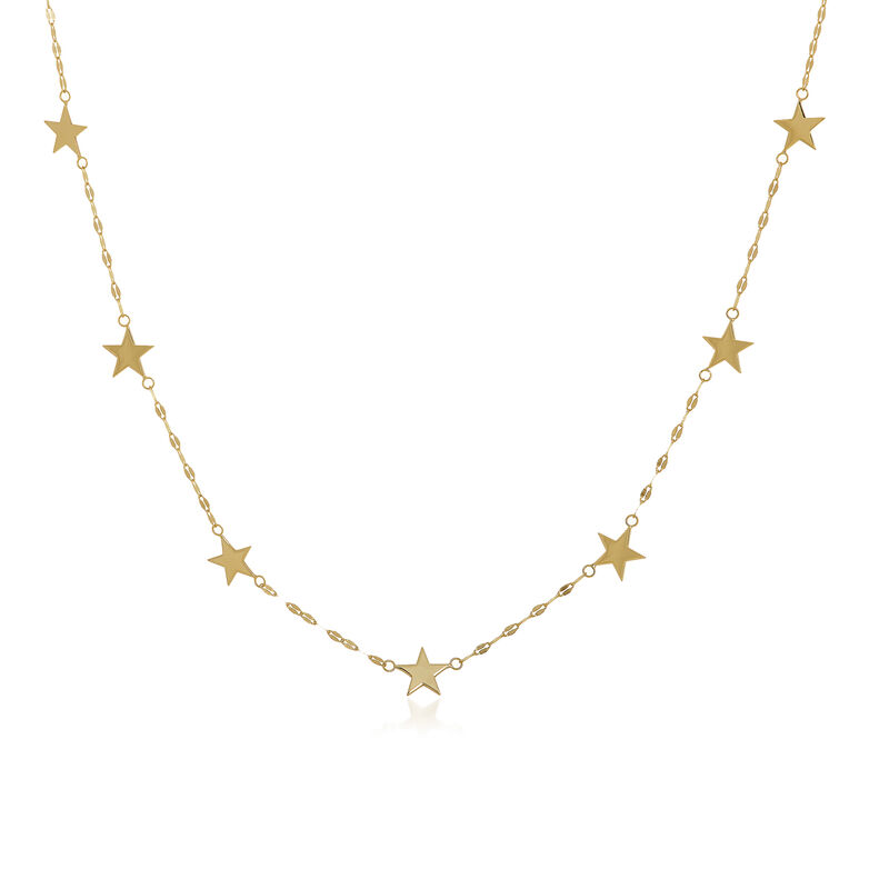 14kt Yellow Gold Seven Star Station Necklace image number 0
