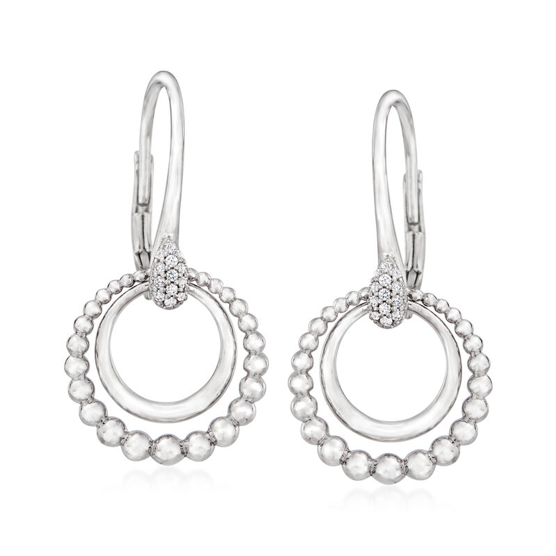 Gabriel Designs .10 ct. t.w. White Sapphire Double-Circle Earrings in Sterling Silver image number 0