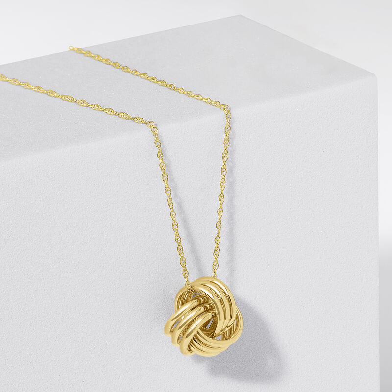 14kt Yellow Gold Love Knot Pendant Necklace image number 4