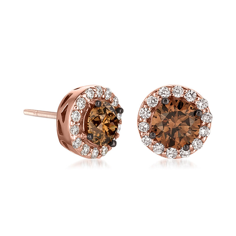 Le Vian &quot;Red Carpet&quot; .90 ct. t.w. Chocolate Diamond Earrings with .24 ct. t.w. Vanilla Diamonds in 14kt Strawberry Gold  image number 2