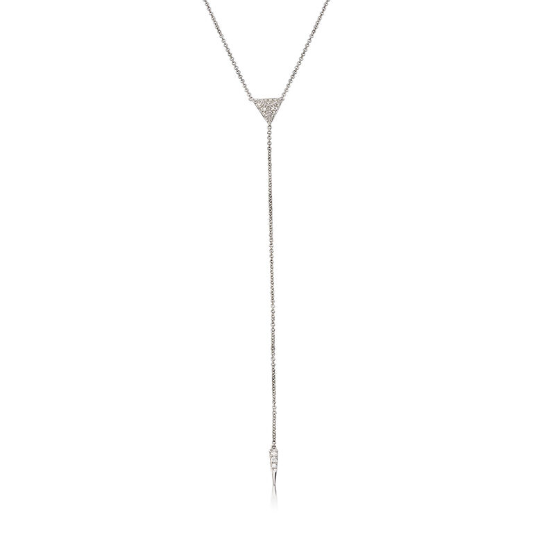 Gabriel Designs .14 ct. t.w. Diamond Y Necklace in 14kt White Gold. 15.5&quot; image number 1