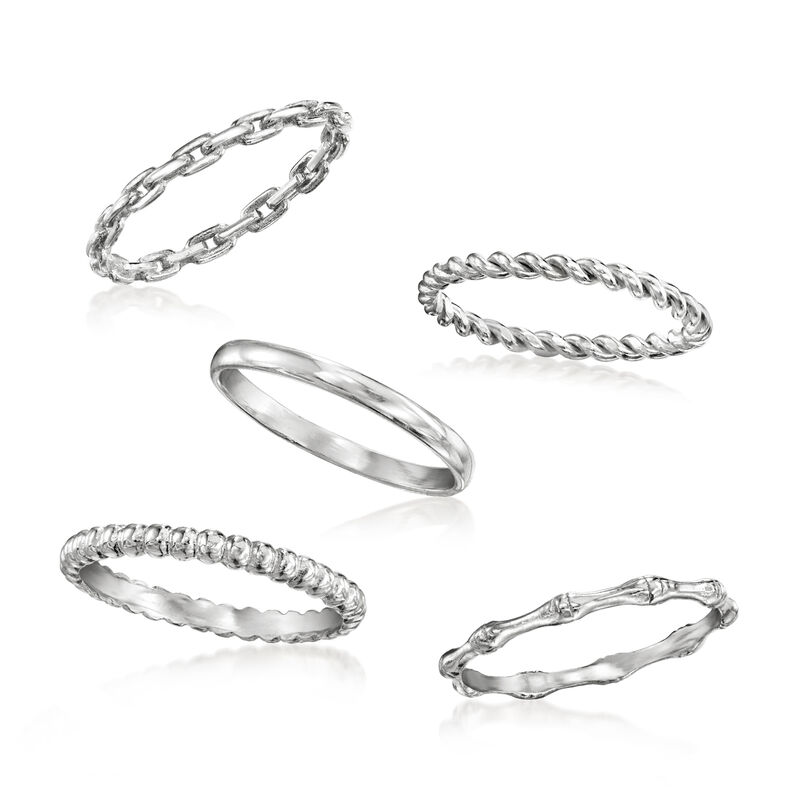 Sterling Silver Jewelry Set: Five Stackable Rings image number 3