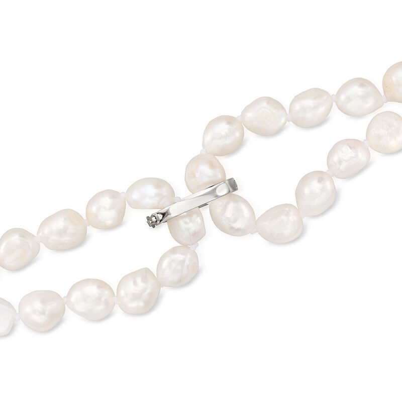 10-11mm Cultured Baroque Pearl Long Endless Necklace with Sterling Silver Shortener. 64&quot; image number 5
