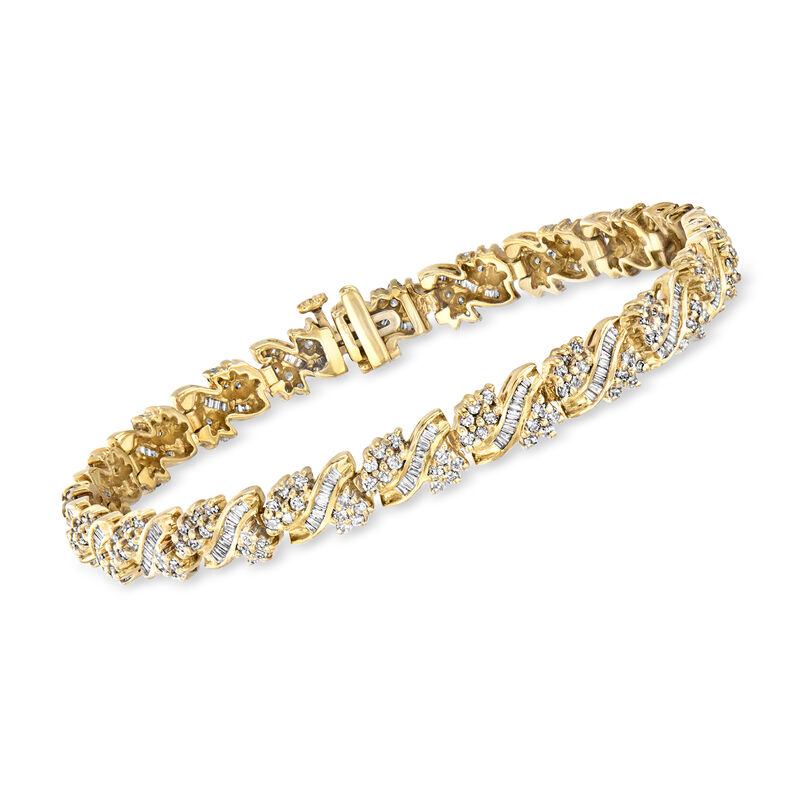 C. 1980 Vintage 5.10 ct. t.w. Diamond Bracelet in 14kt Yellow Gold. 7.5&quot; image number 0