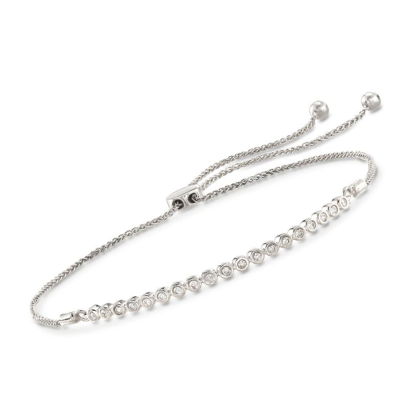 .33 ct. t.w. Bezel-Set Diamond Bolo Bracelet in Sterling Silver image number 0
