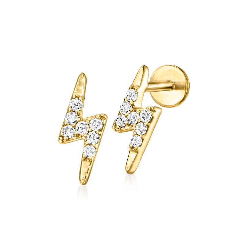 .10 ct. t.w. Diamond Lightning Bolt Flat-Back Stud Earrings in 14kt Yellow Gold image number 0