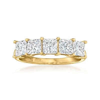 2.00 ct. t.w. Princess-Cut Lab-Grown Diamond Ring in 14kt Yellow Gold
