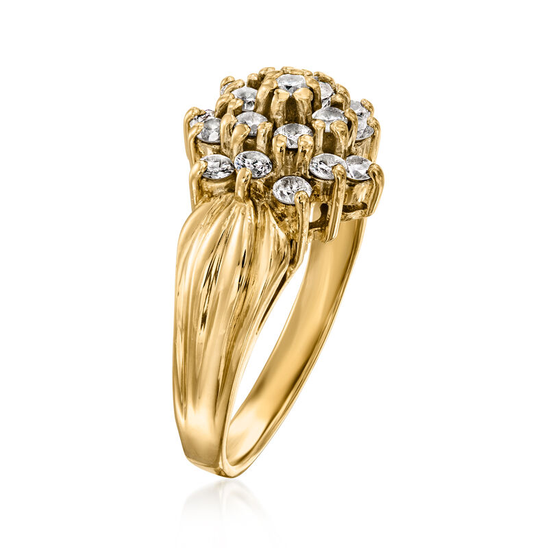 C. 1990 Vintage .70 ct. t.w. Diamond Cluster Ring in 10kt Yellow Gold. Size 8 image number 2