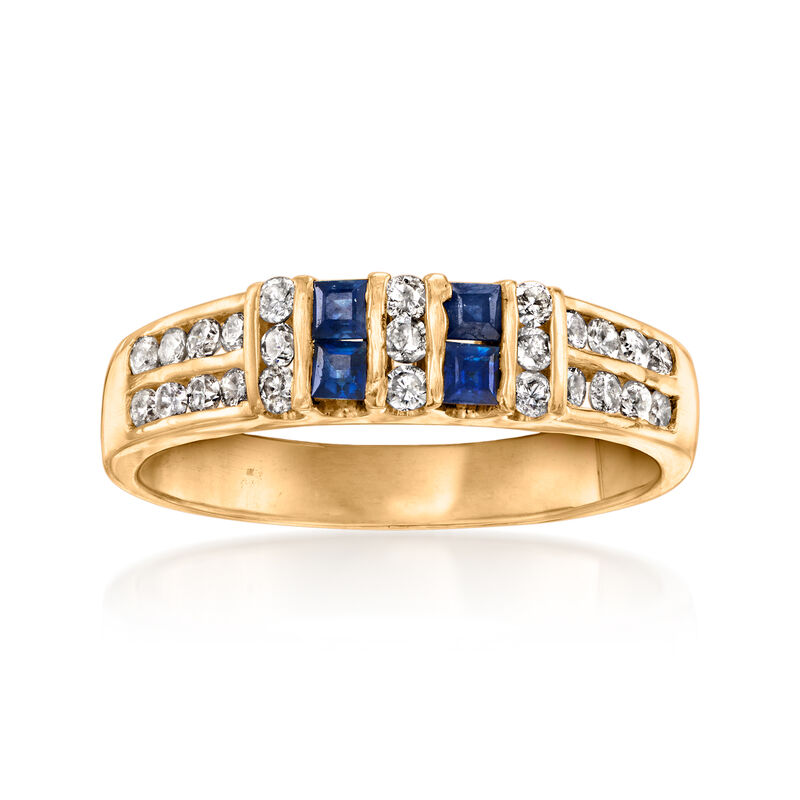 C. 1980 Vintage .50 ct. t.w. Diamond and .32 ct. t.w. Sapphire Ring in 14kt Yellow Gold. Size 6.5 image number 0