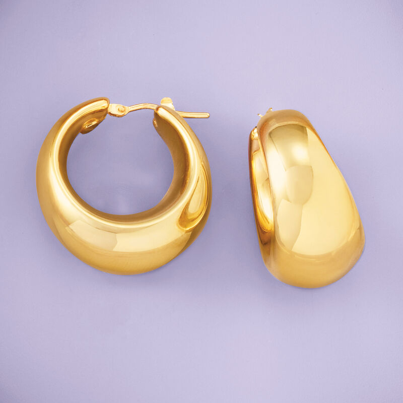 Italian 18kt Gold Over Sterling Hoop Earrings. 1&quot; image number 2