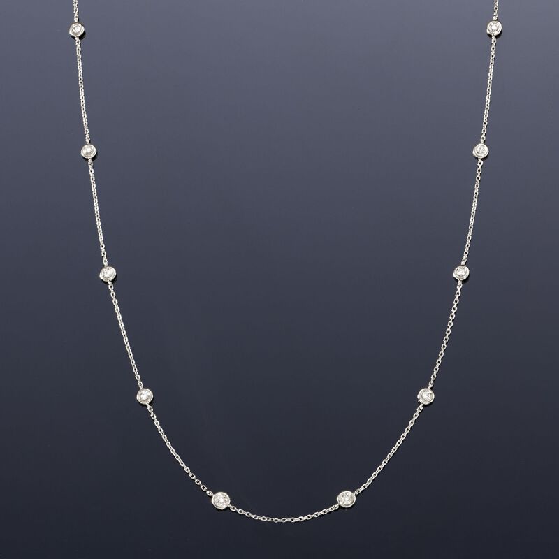 .20 ct. t.w. Diamond Station Necklace in 14kt White Gold image number 2