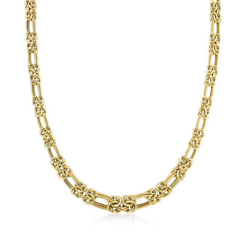 14kt Yellow Gold Byzantine and Double-Link Necklace image number 0