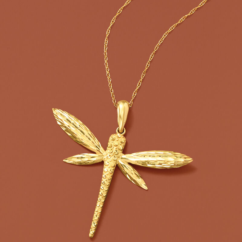 14kt Yellow Gold Dragonfly Pendant Necklace image number 2