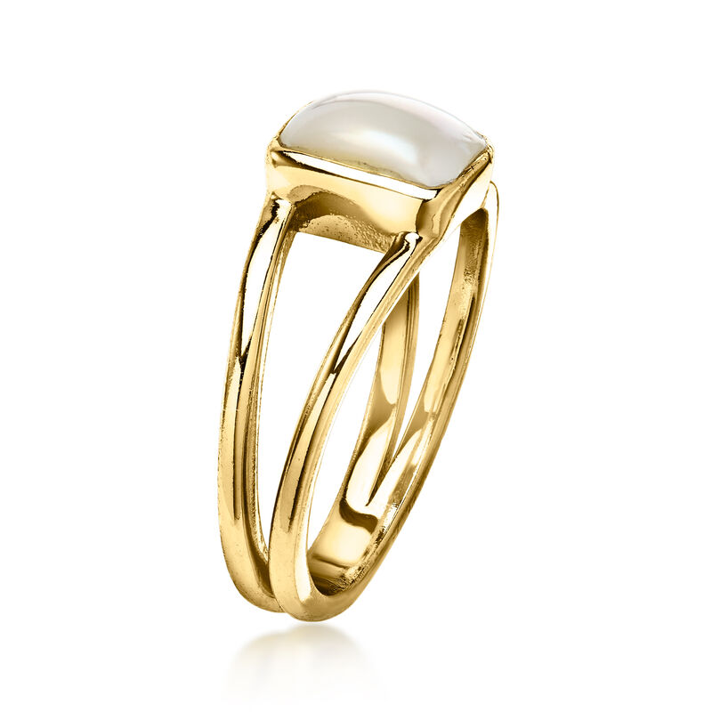 6x8mm Cultured Baroque Pearl Open-Space Ring in 18kt Gold Over Sterling image number 2