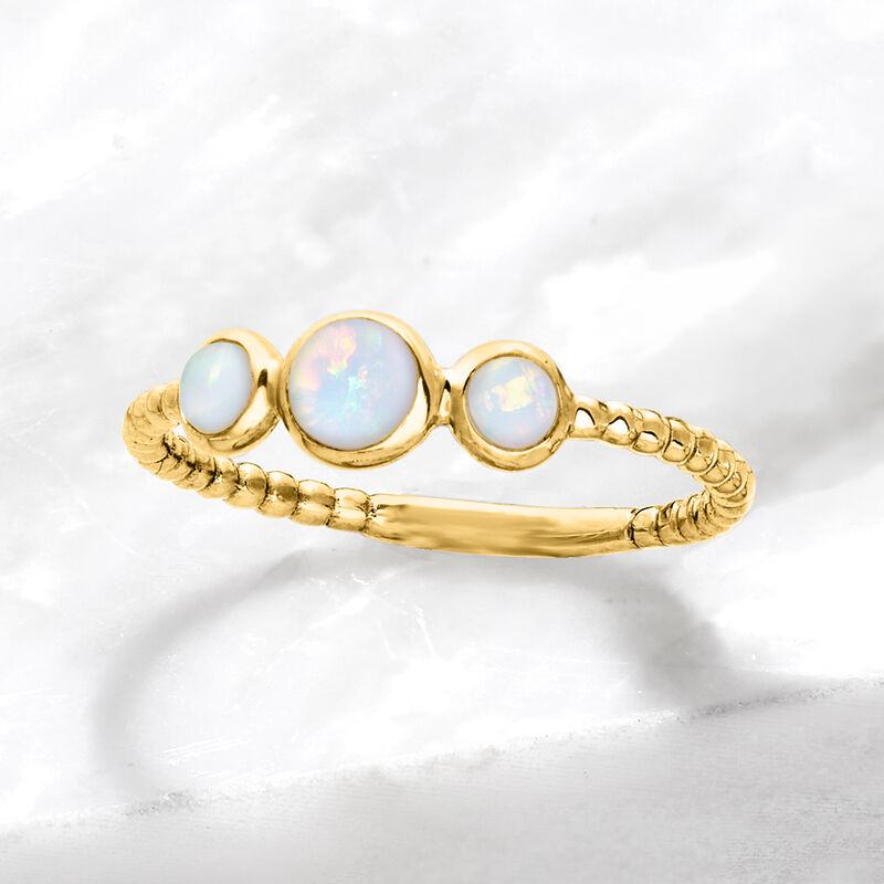 Opal Three-Stone Ring in 14kt Yellow Gold image number 2
