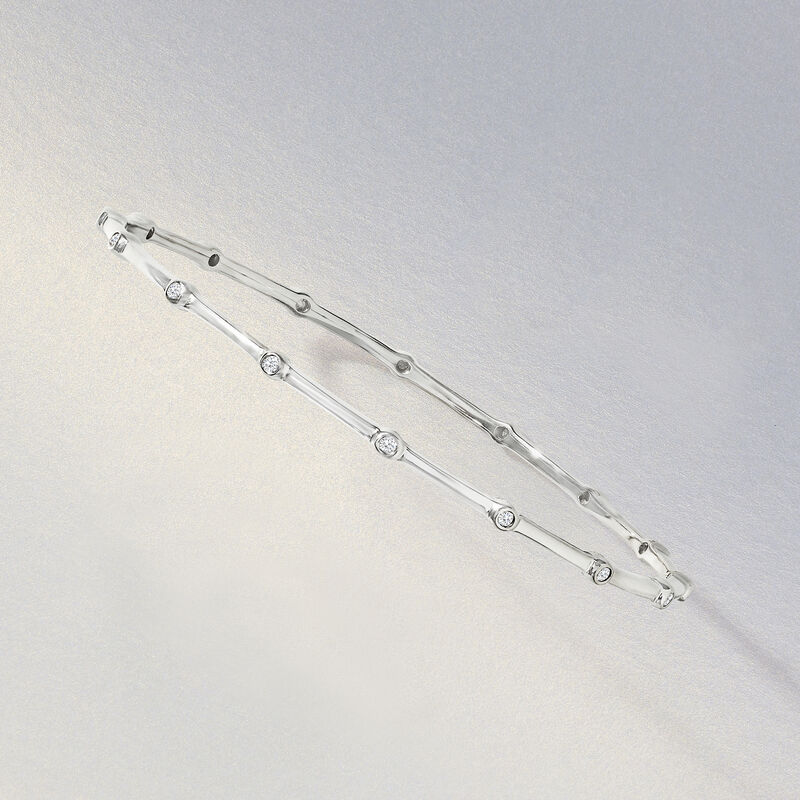 .25 ct. t.w. Diamond Bezel Bangle Bracelet in Sterling Silver image number 2