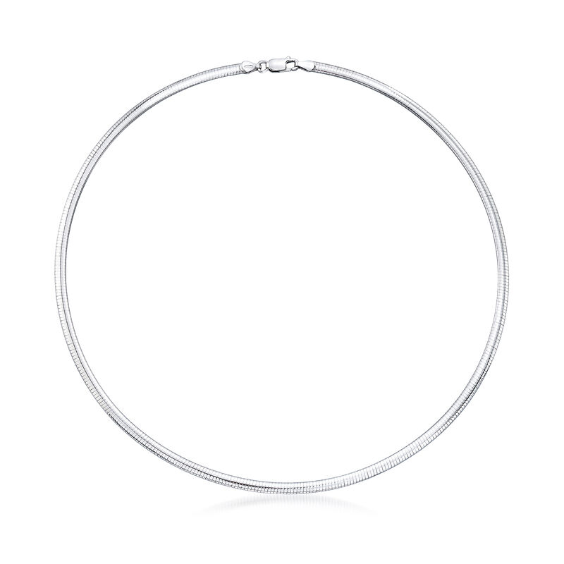Italian 4mm Sterling Silver Domed Omega Necklace image number 0