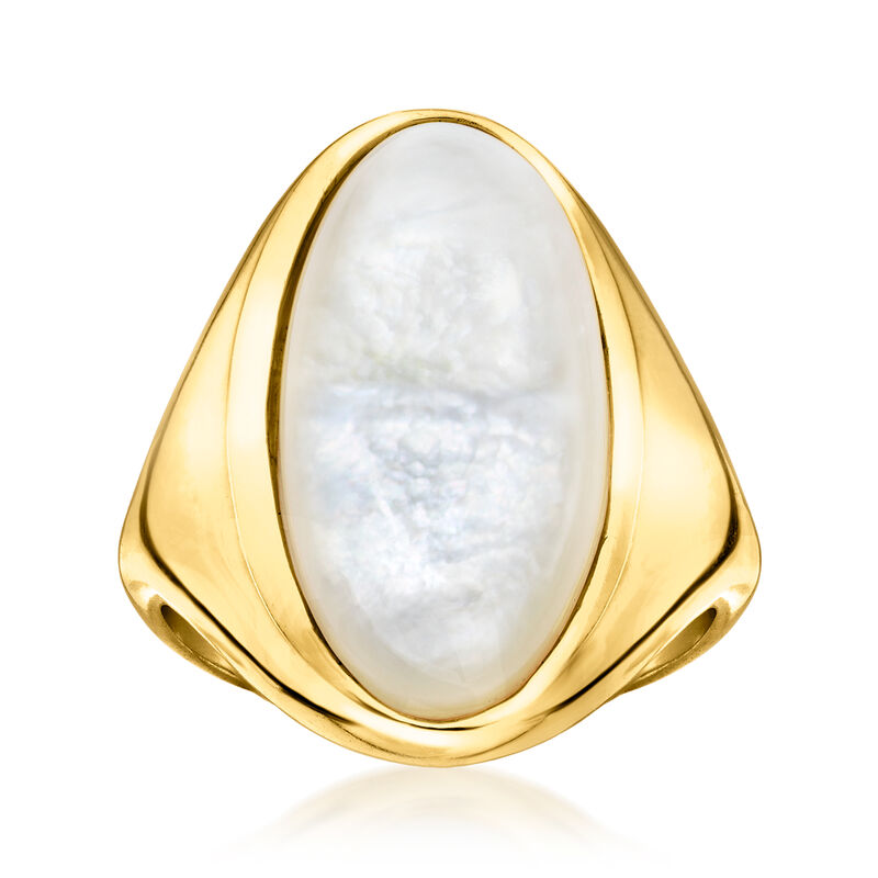 Oval Mother-of-Pearl Ring in 18kt Gold Over Sterling image number 0