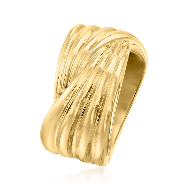 Italian Andiamo 14kt Yellow Gold Over Resin Crossover Ring image number 2