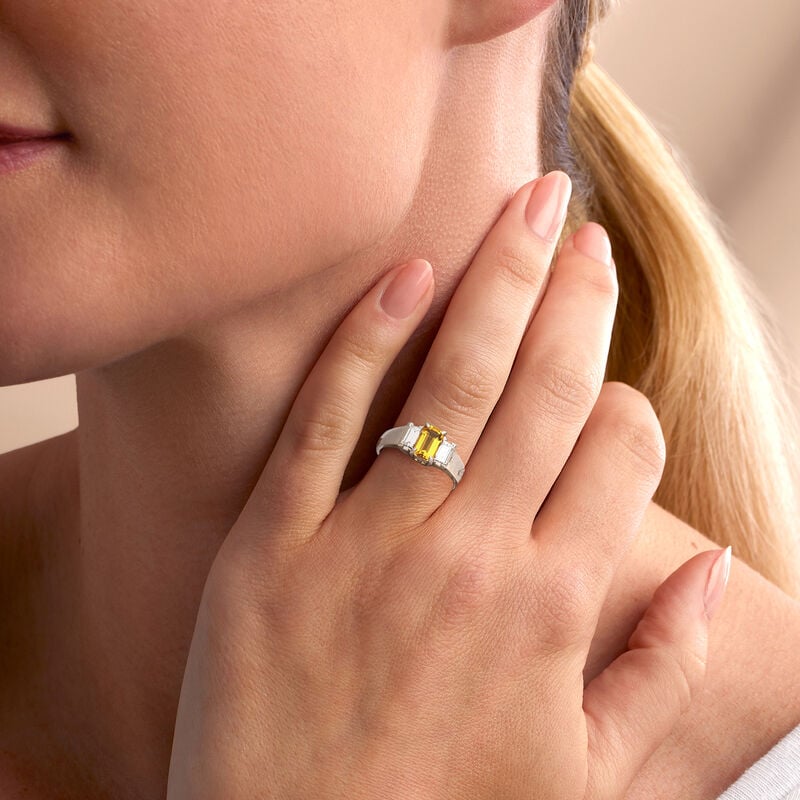 C. 1990 Vintage 1.00 Carat Citrine and .40 ct. t.w. Diamond Ring in Platinum. Size 5.5 image number 1