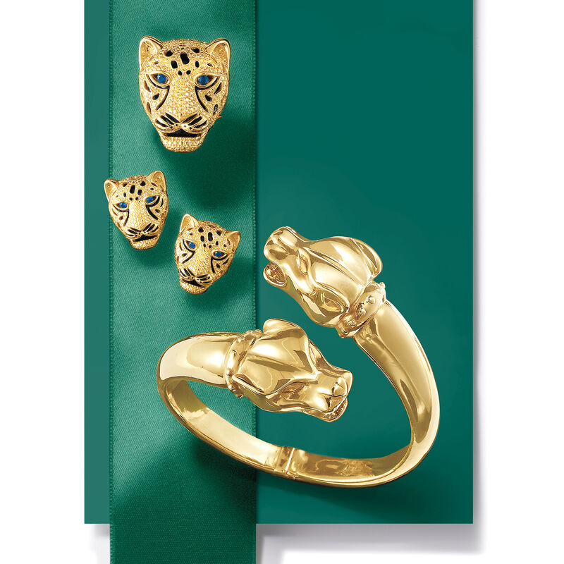 .10 ct. t.w. Sapphire and Black Onyx Cheetah Ring in 14kt Yellow Gold  image number 4