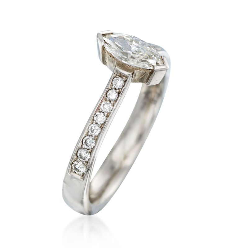 C. 1980 Vintage .65 ct. t.w. Diamond Engagement Ring in 18kt White Gold. Size 6.5 image number 2
