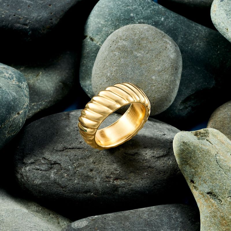 Andiamo 14kt Yellow Gold Over Resin Ribbed Ring image number 3