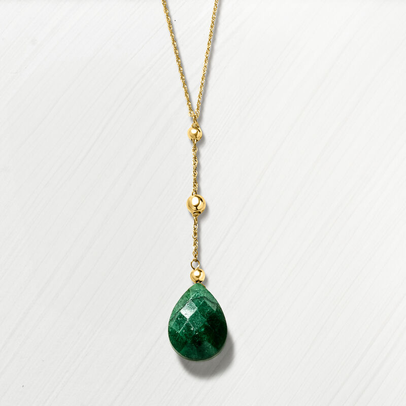 10.00 Carat Emerald Y-Necklace in 14kt Yellow Gold image number 4