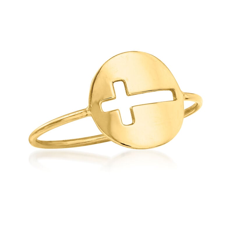 Italian 14kt Yellow Gold Cut-Out Cross Ring image number 3