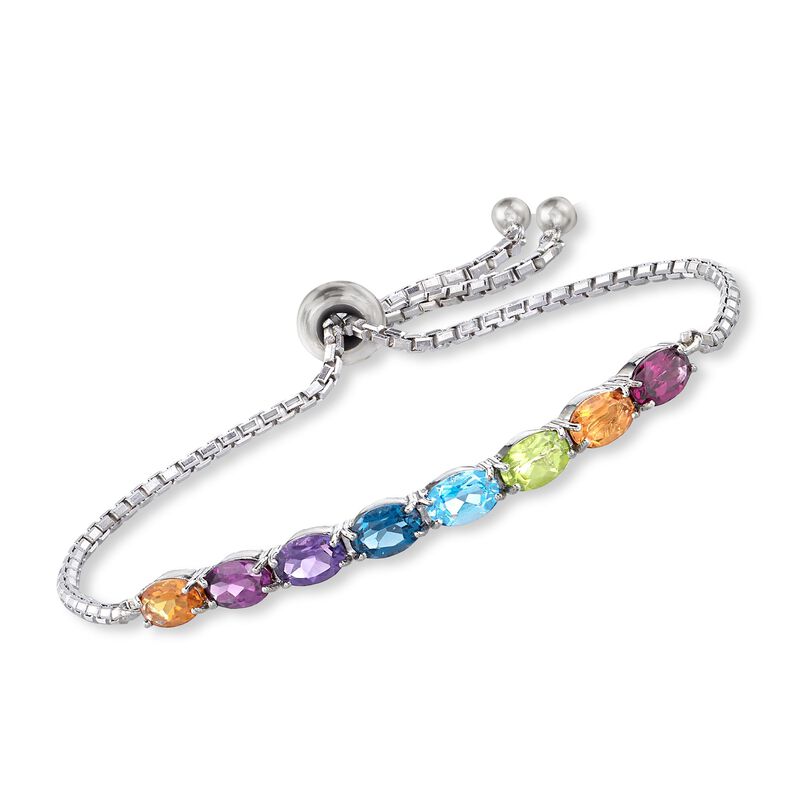 3.40 ct. t.w. Multi-Stone Bolo Bracelet in Sterling Silver  image number 0