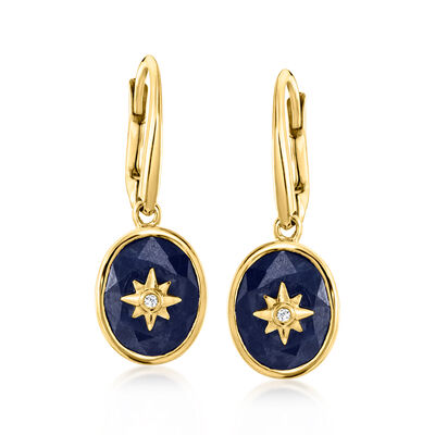 9.50 ct. t.w. Sapphire Star Drop Earrings with Diamonds in 18kt Gold Over Sterling