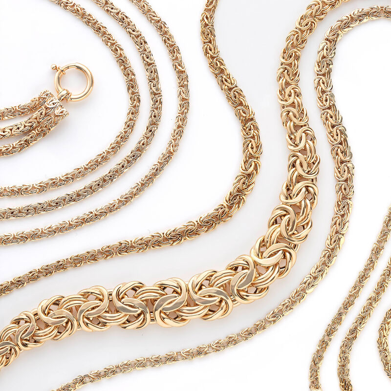 14kt Yellow Gold Graduated Byzantine Necklace image number 3