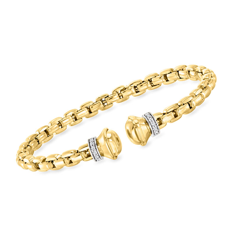 Phillip Gavriel &quot;Venetian Link&quot; .25 ct. t.w. Diamond Cuff Bracelet in 14kt Two-Tone Gold. 7&quot; image number 0