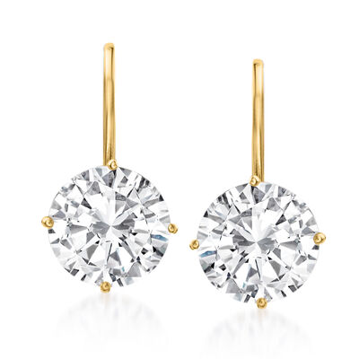 4.00 ct. t.w. CZ Drop Earrings in 14kt Yellow Gold