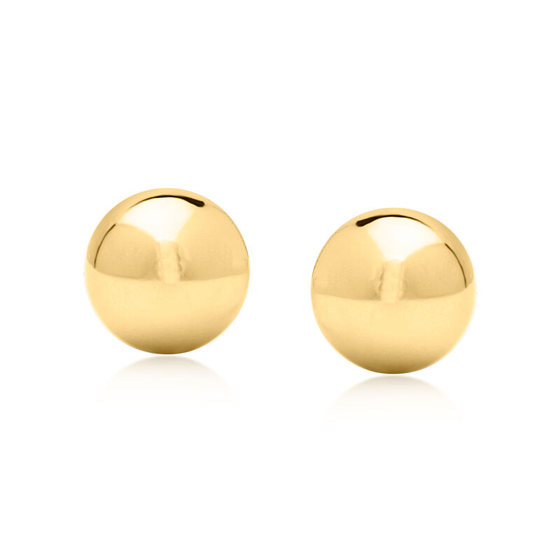 Italian 11.5mm 10kt Yellow Gold Flat Ball Stud Earrings  image number 2