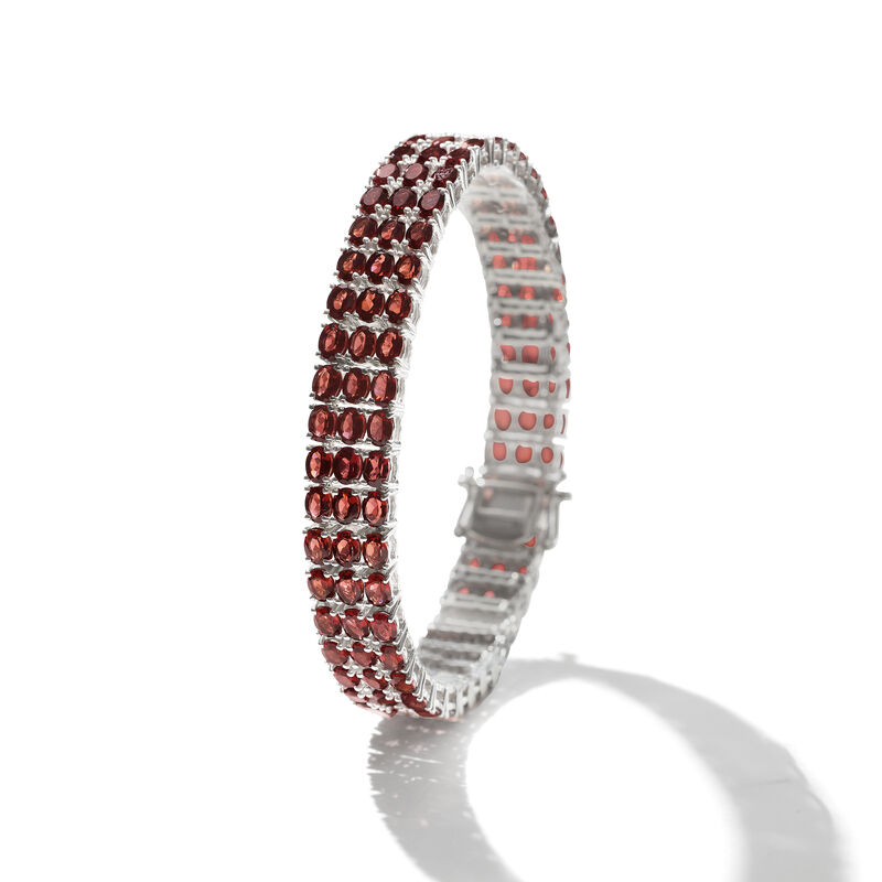 25.00 ct. t.w. Garnet Three-Row Tennis Bracelet in Sterling Silver image number 2