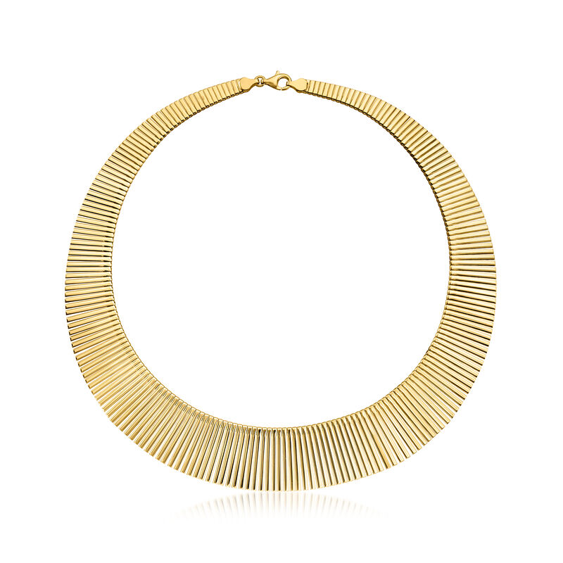 Italian Graduated Cleopatra Necklace in 18kt Gold Over Sterling. 18&quot; image number 1