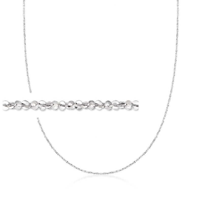 Italian 1mm 14kt White Gold Twisted Sparkle-Chain Necklace image number 0