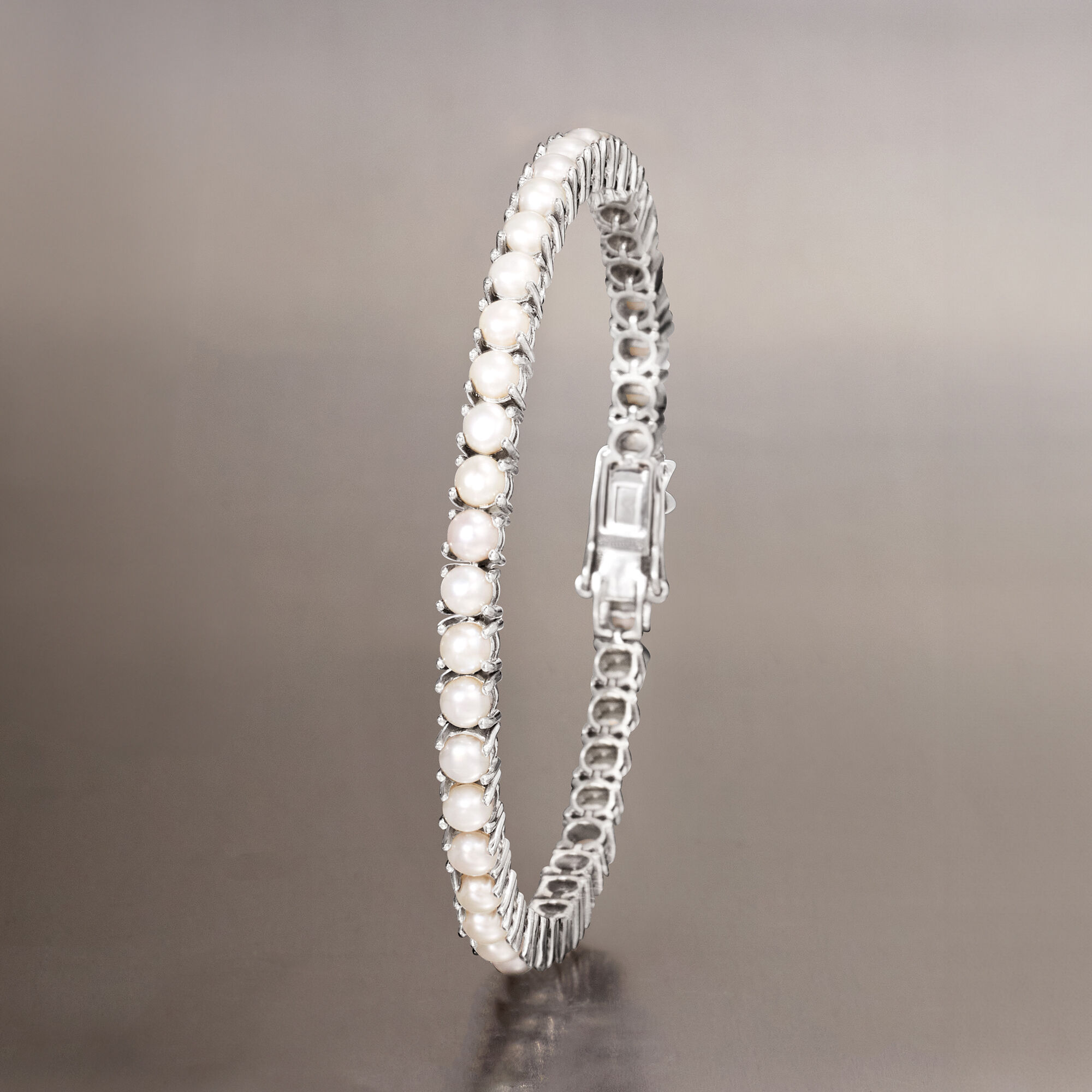 4mm Cultured Pearl Tennis Bracelet in Sterling Silver | Ross Simons
