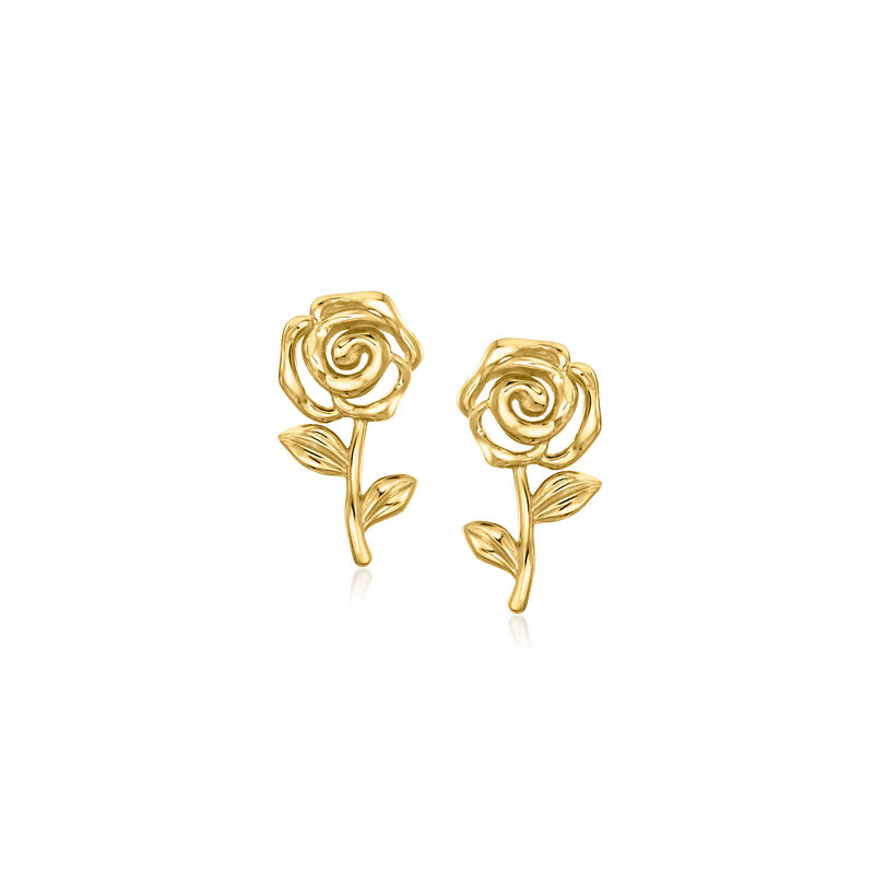Italian 10kt Yellow Gold Rose Stud Earrings  image number 0