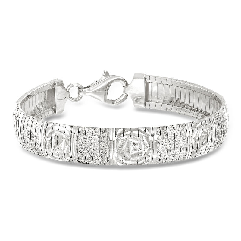 Italian Sterling Silver Diamond-Cut Omega Bracelet image number 0