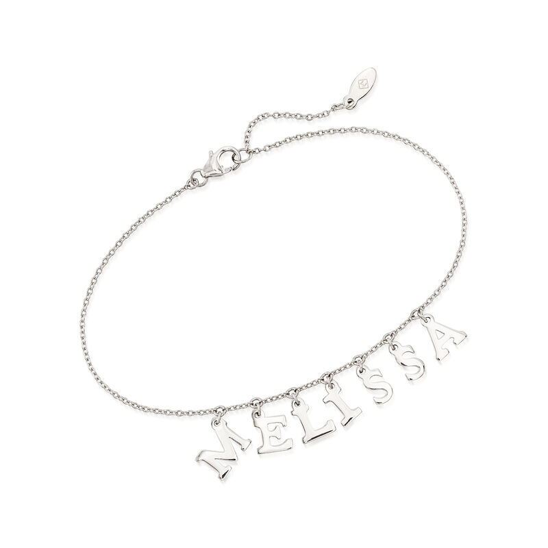 Sterling Silver Letter-Charm Name Bracelet. 7.5&quot; image number 0