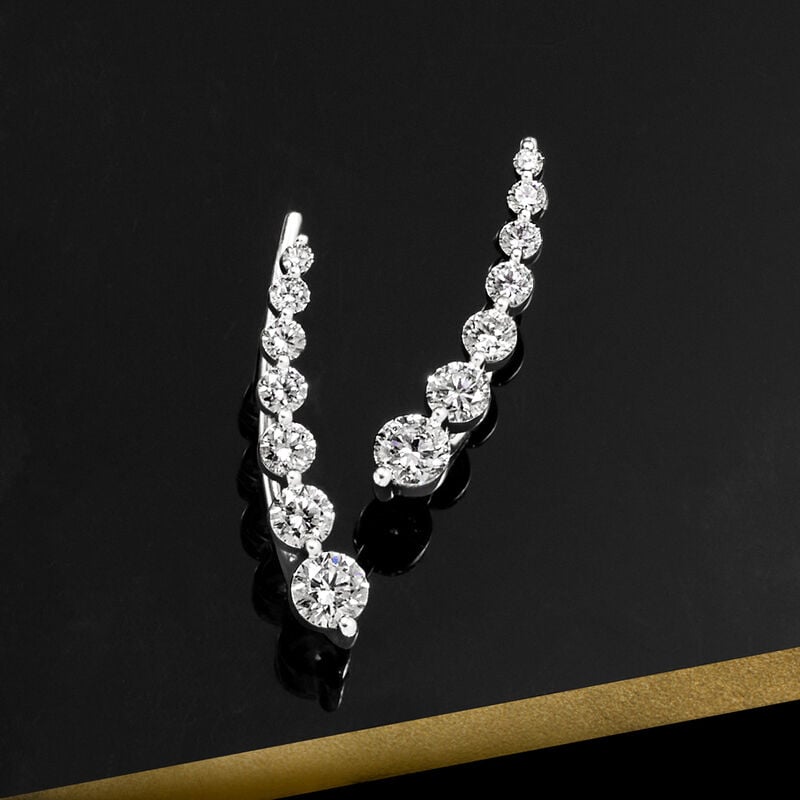 2.00 ct. t.w. Lab-Grown Diamond Ear Climbers in 14kt White Gold  image number 3