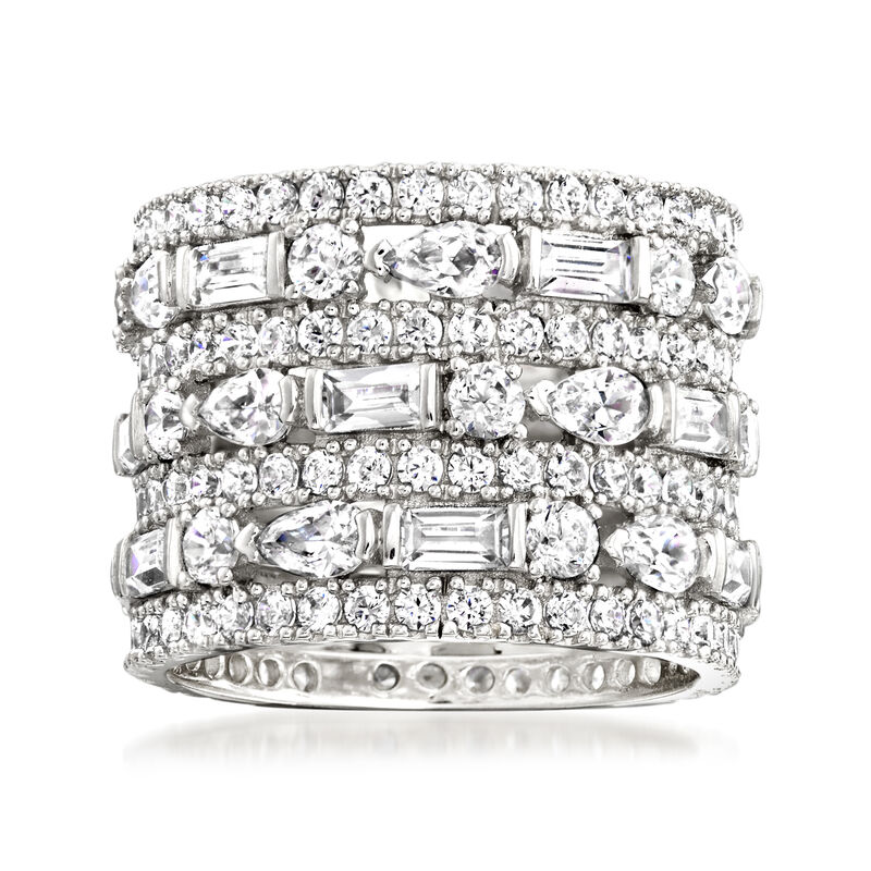 6.56 ct. t.w. Multi-Shaped CZ Multi-Row Eternity Band in Sterling Silver image number 0