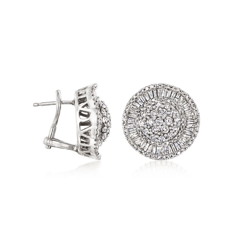 C. 1990 Vintage 3.00 ct. t.w. Diamond Cluster Earrings in 10kt White Gold image number 2