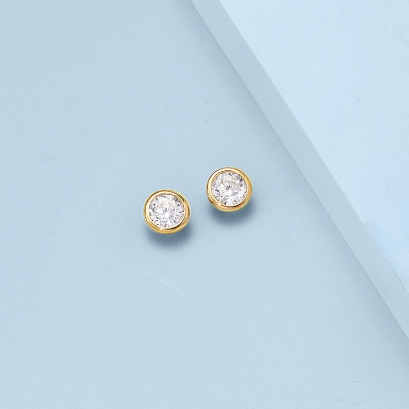 1.00 ct. t.w. Bezel-Set CZ Stud Earrings in 14kt Yellow Gold image number 3