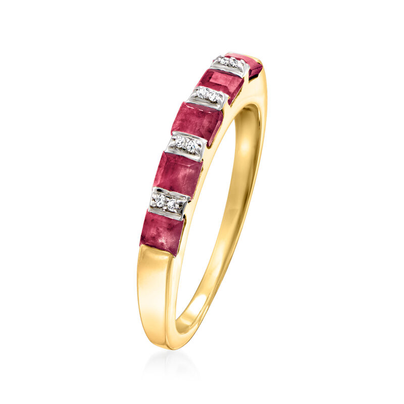 1.20 ct. t.w. Ruby Ring with Diamonds in 18kt Gold Over Sterling image number 2