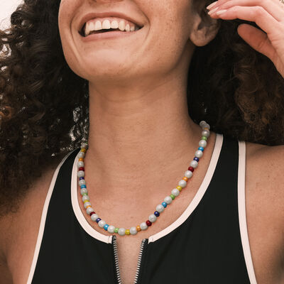 Italian Rainbow Murano Glass Bead Necklace