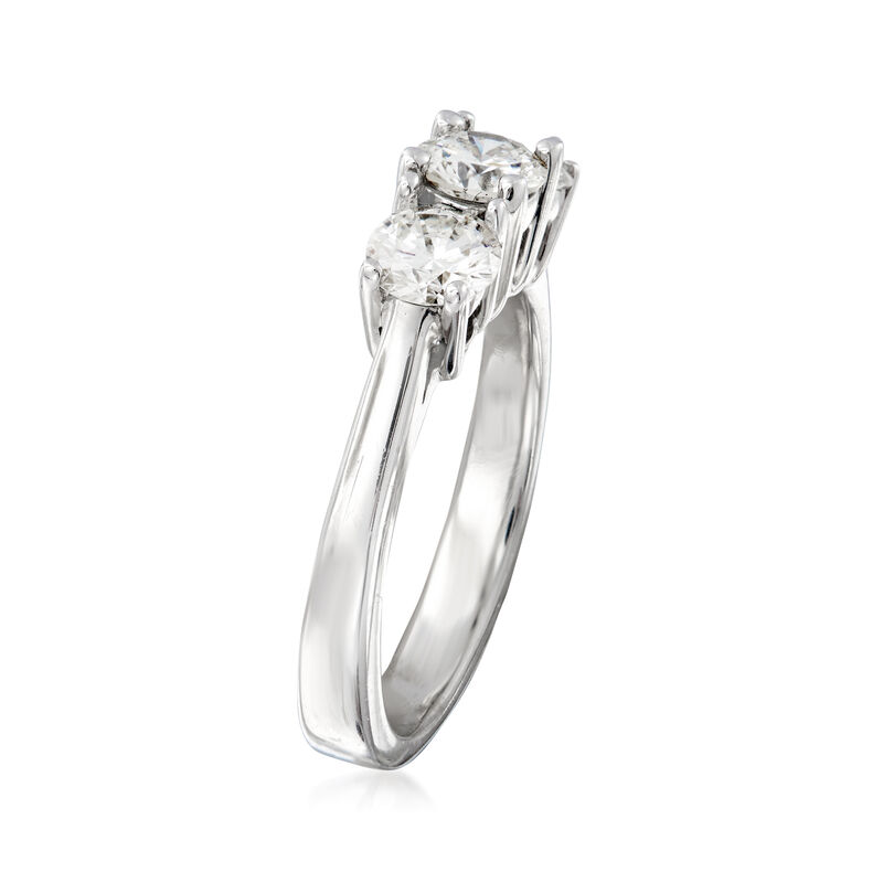 C. 2000 Vintage 1.05 ct. t.w. Diamond Three-Stone Ring in 14kt White Gold. Size 5.25 image number 2
